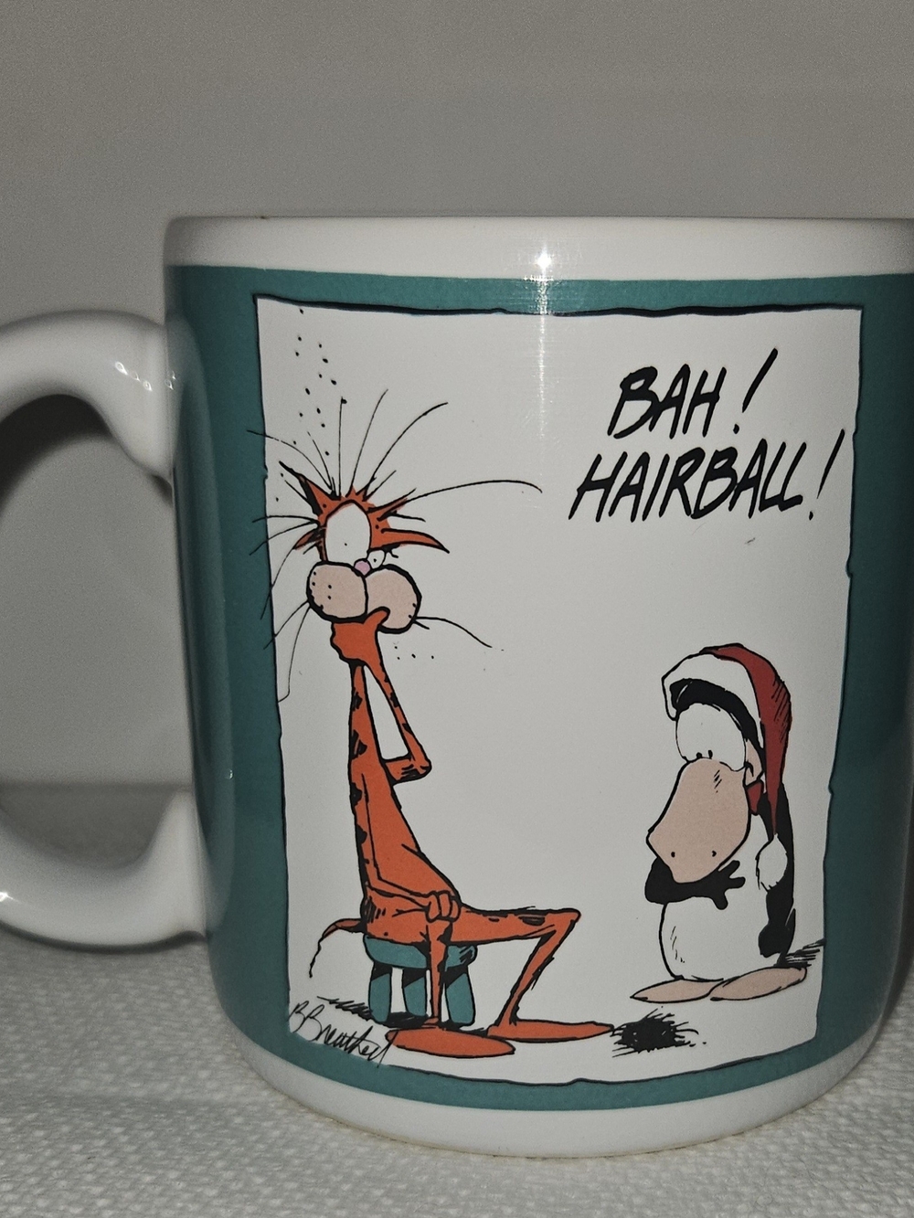 1994 American Greetings Opus & Bill Coffee Mug - Teal and Orange